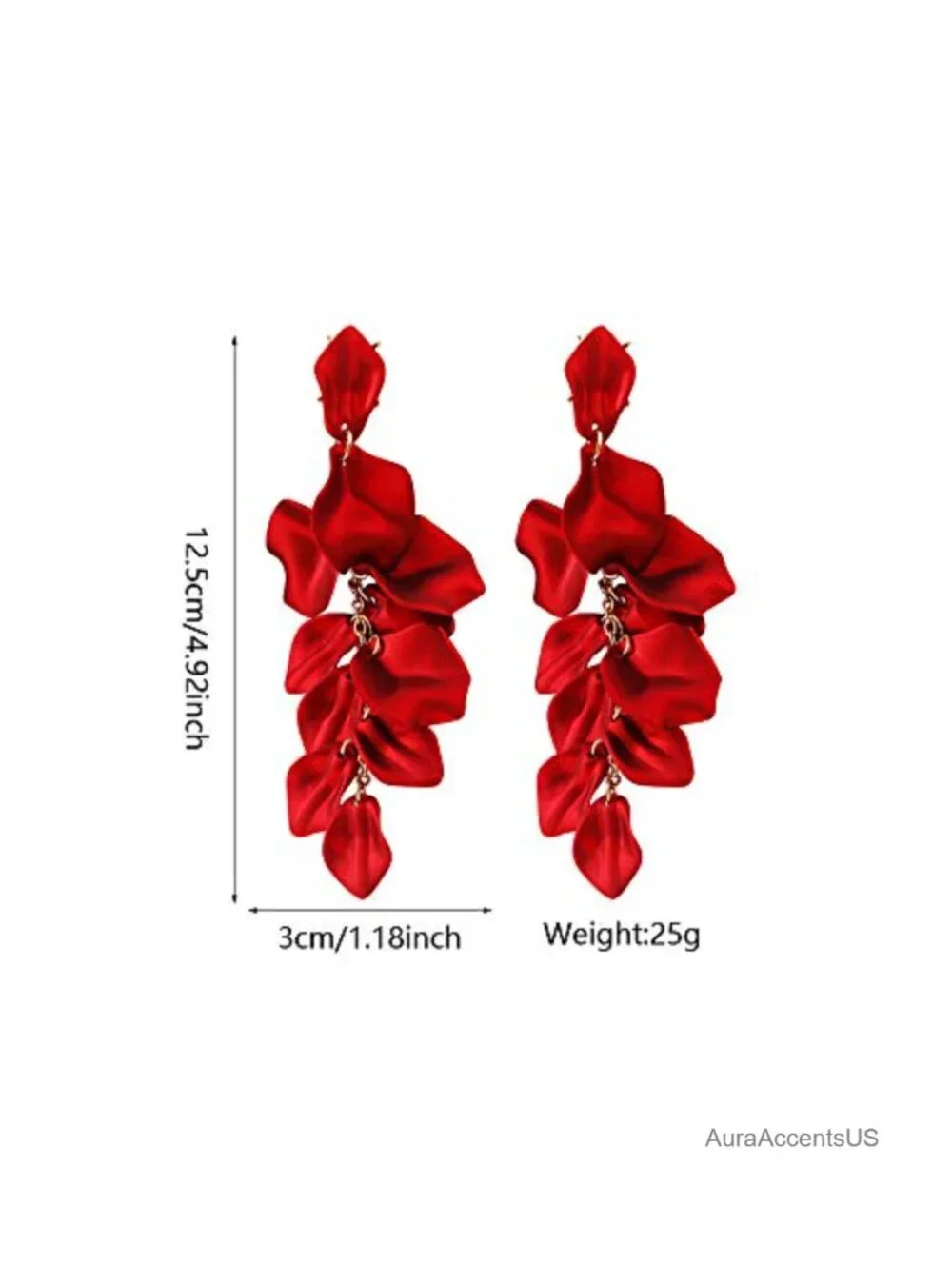 Long Acrylic Rose Petal Earrings Dangle Exaggerated Flower Drop Earrings